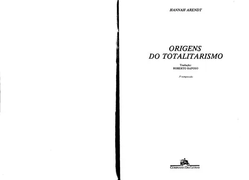 Capa de As Origens do Totalitarismo